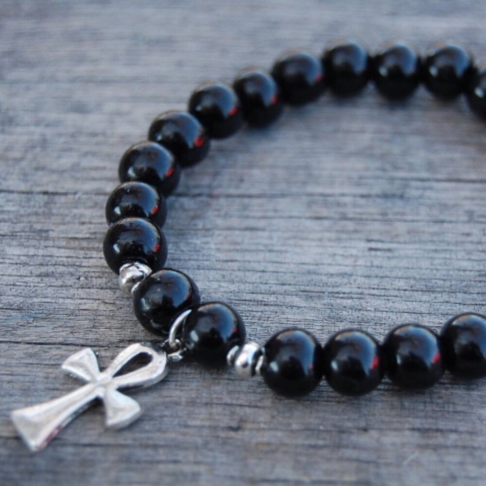 Ankh Cross Bracelet,Wood Bracelet,Wood Ankh Cross Bracelet